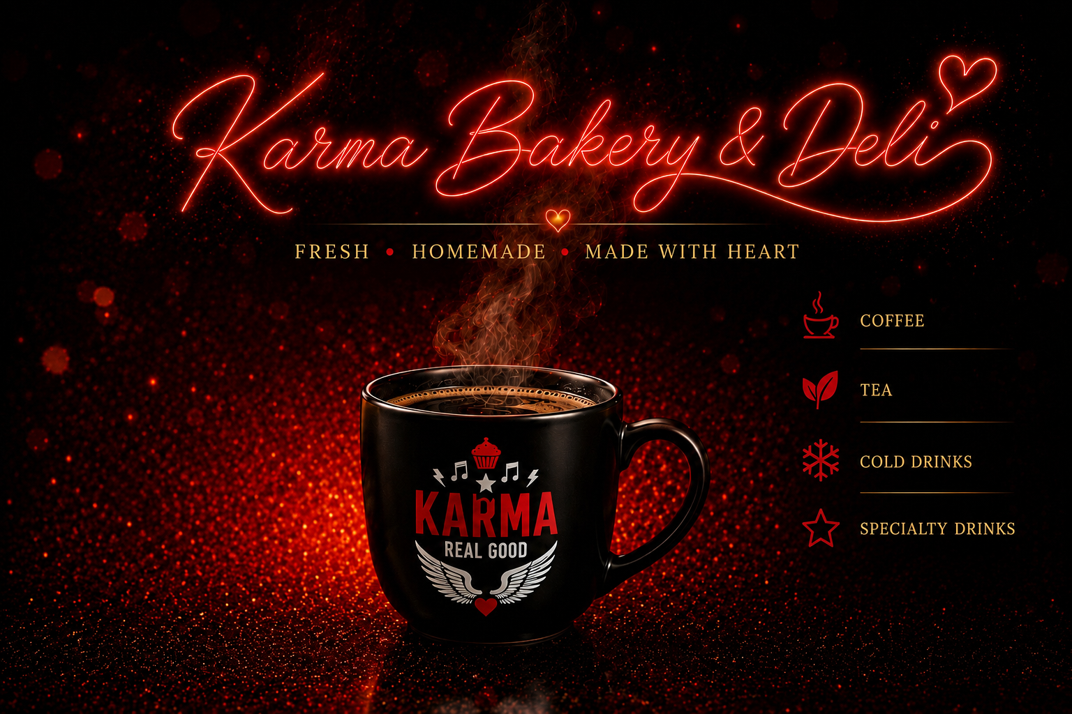 Karma Bakery & Deli — Fresh, Homemade, Made With Heart. Coffee, Tea, Cold Drinks, Specialty Drinks